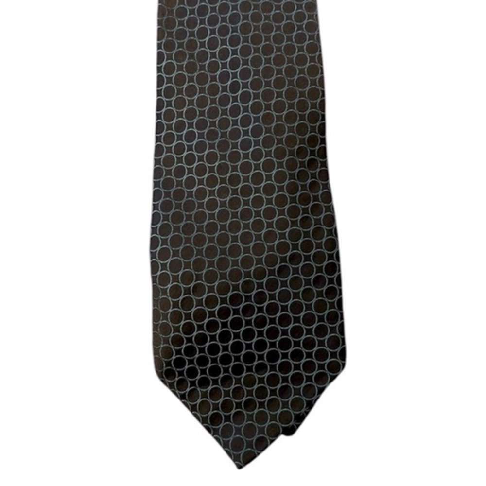 THOMAS PINK brown & aqua circles luxury silk tie